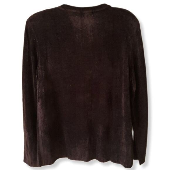 VTG 90s Black Floral Beaded Chenille Cardigan Sweater S M Artsy Cottage Granny - Picture 2 of 12